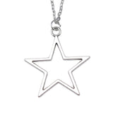 Fashion Simple Vintage Antique Silver Color 36x33mm Hollow Star Pendant Necklace For Women