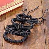 Black Bead Bracelets For Men Fashion Hollow Triangle