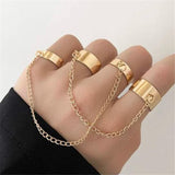 Silver Color Chain Wrist Bracelet For Women Men Ring
