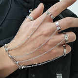 Silver Color Chain Wrist Bracelet For Women Men Ring