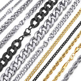 Stainless Steel Chain Necklace for Men Women Curb Cuban Link Chain Gold Color Silver Color Punk Choker Fashion Male Jewelry Gift
