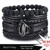 Black Bead Bracelets For Men Fashion Hollow Triangle